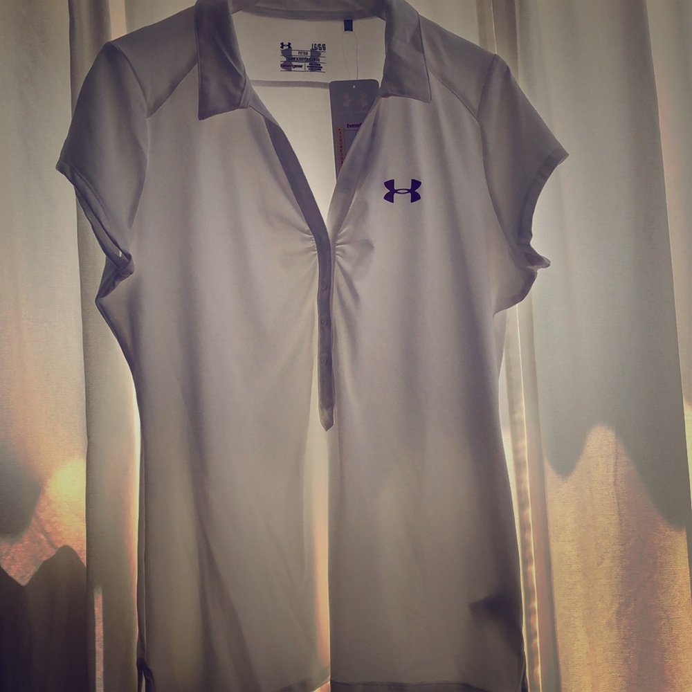 NWT Under Armour White Polo Sz Large